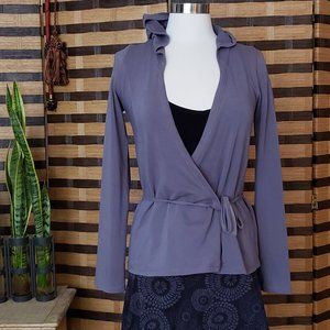 "Splendid" Cotton/Modal Wrap Hooded Grey Purple Medium